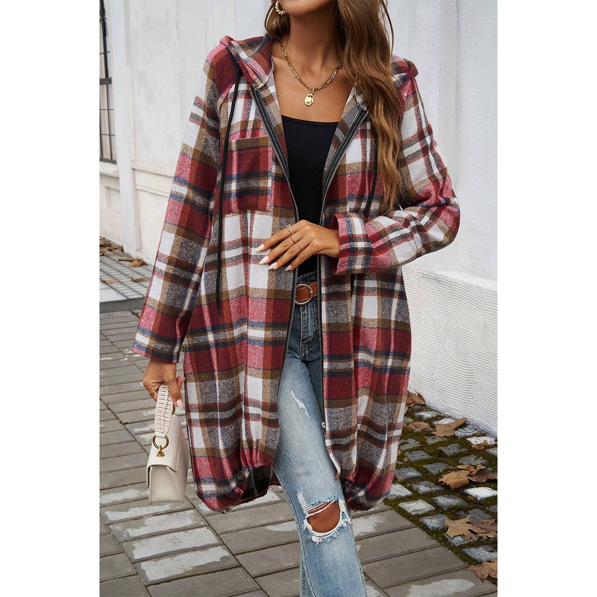 Plaid Hooded Coat