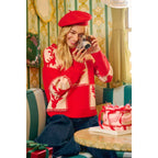 RUDOLPH PATTERNED CHRISTMAS KNIT TOP WITH OUT SEAM