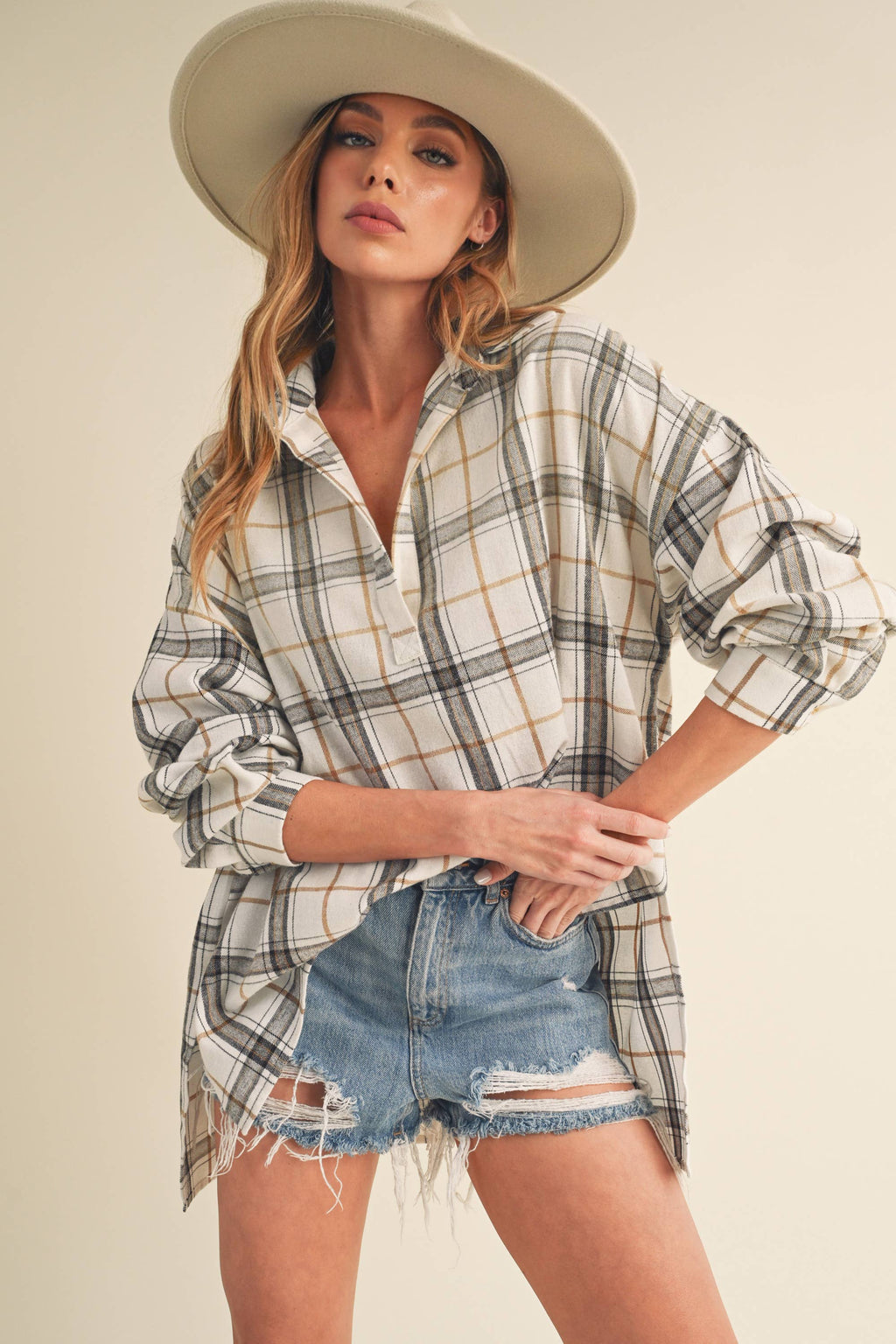 No Buttons Plaid