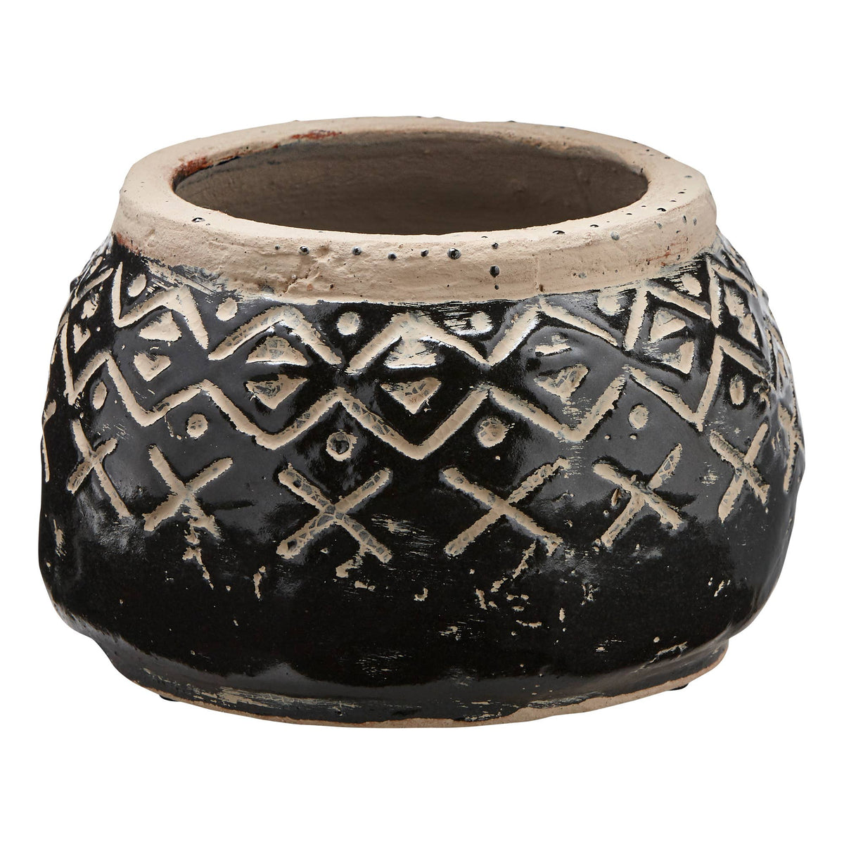 Valley Carved Planter Black