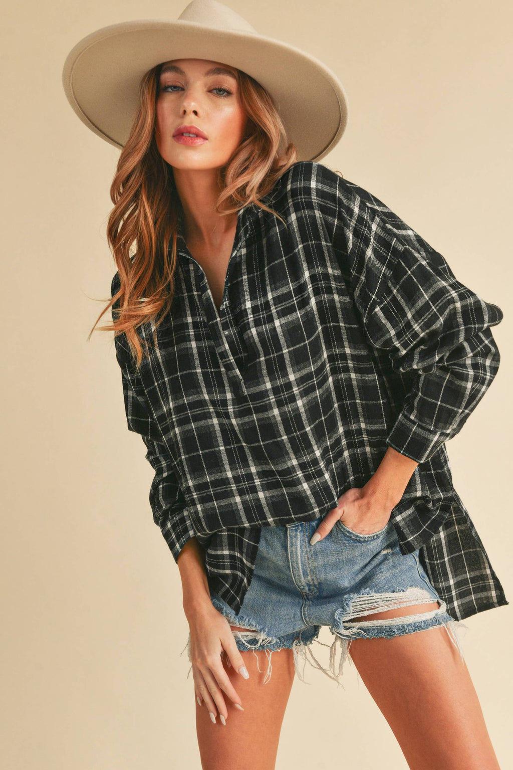 No Buttons Plaid