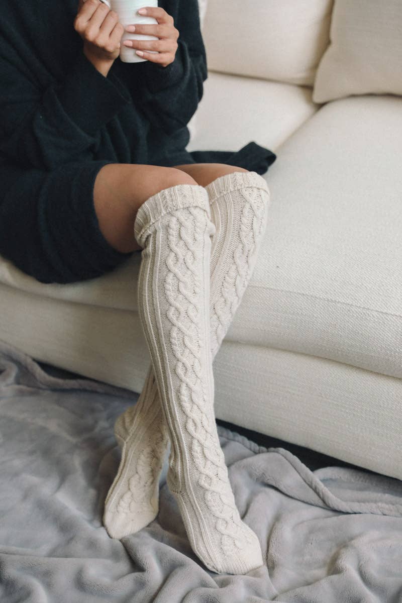 Cable Knit Knee-Highs