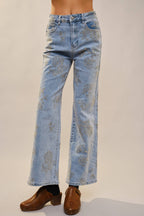 Floral Embroidered Denim