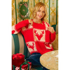 RUDOLPH PATTERNED CHRISTMAS KNIT TOP WITH OUT SEAM