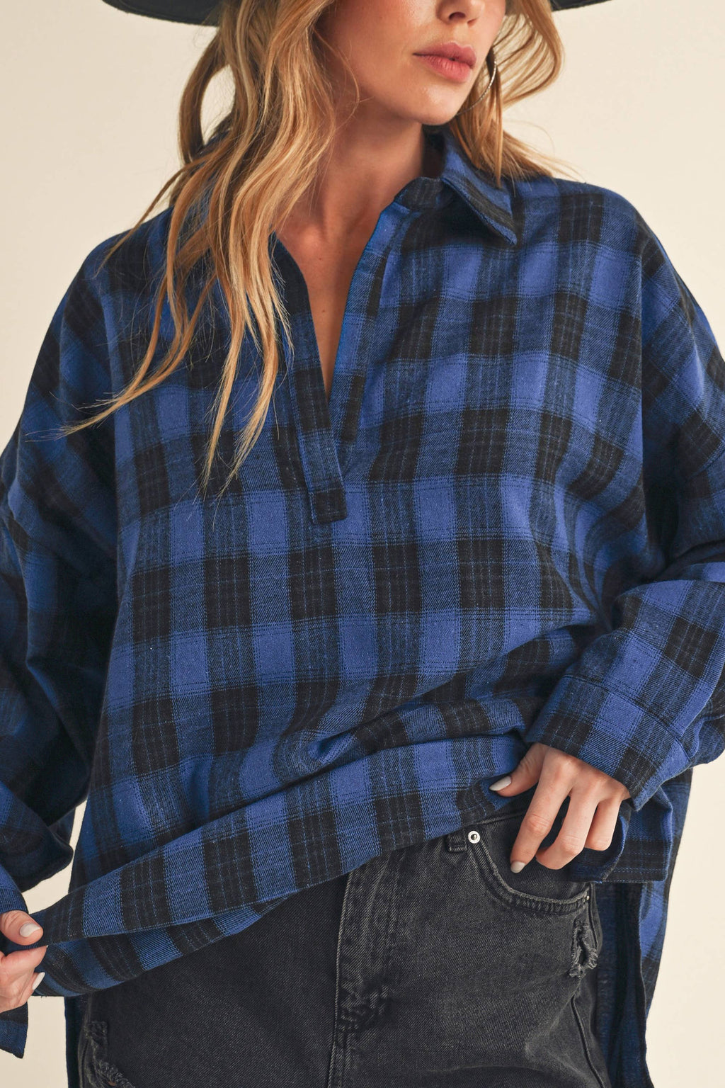 No Buttons Plaid