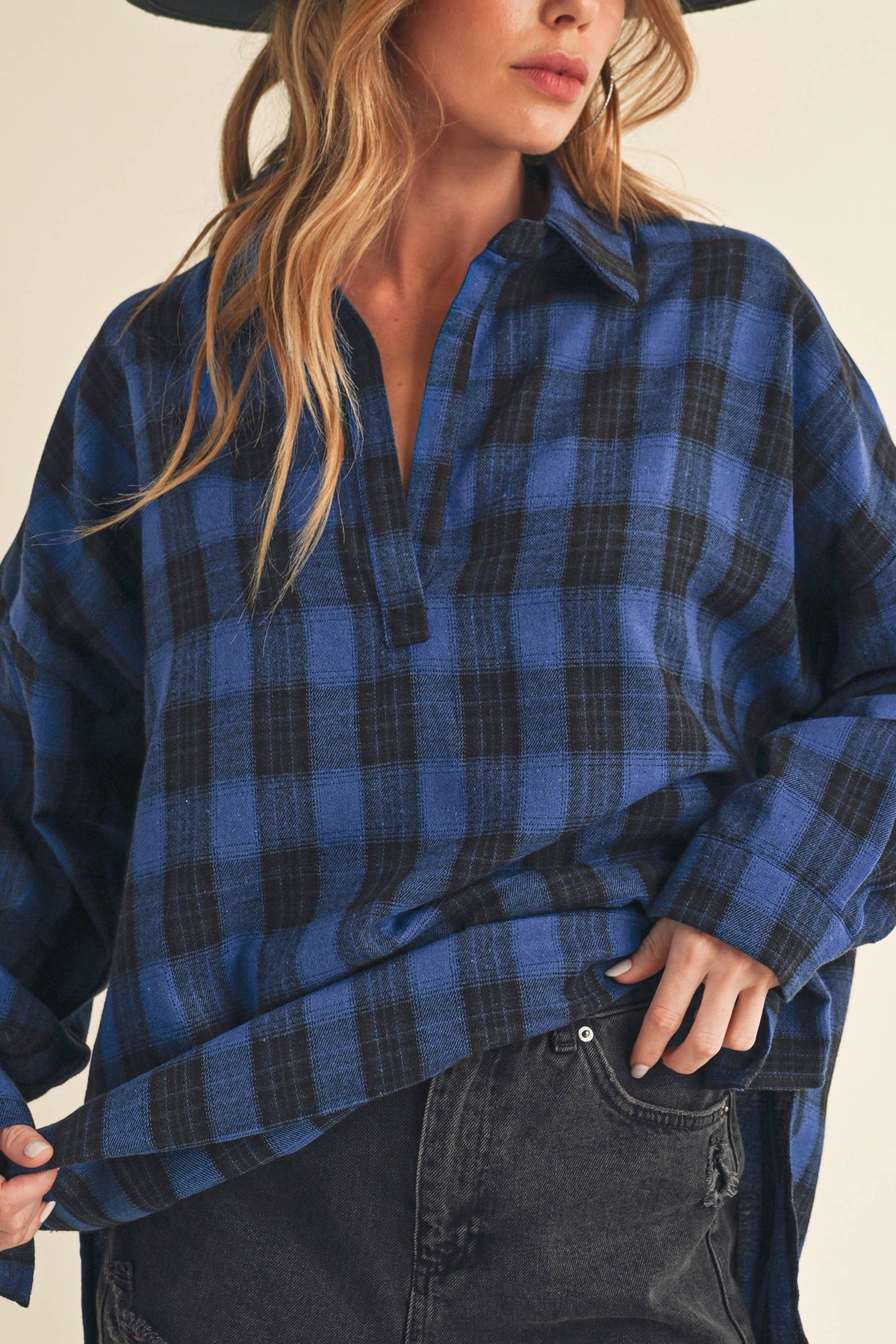 No Buttons Plaid