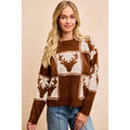 RUDOLPH PATTERNED CHRISTMAS KNIT TOP WITH OUT SEAM