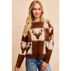 RUDOLPH PATTERNED CHRISTMAS KNIT TOP WITH OUT SEAM
