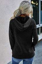 Turtle Neck Solid Loose Hoodie