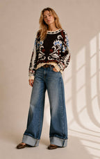 Scalloped Hem Jacquard Sweater