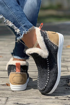 Suede Stitching Plush Bootie