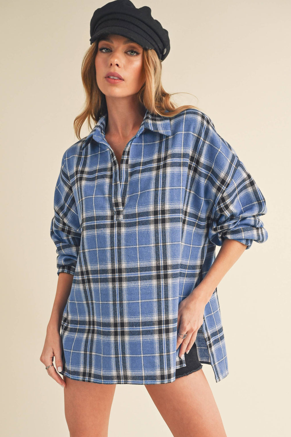 No Buttons Plaid