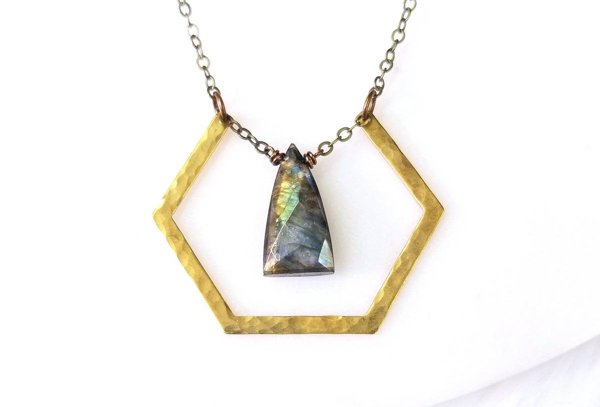 Labradorite Hexagon Necklace