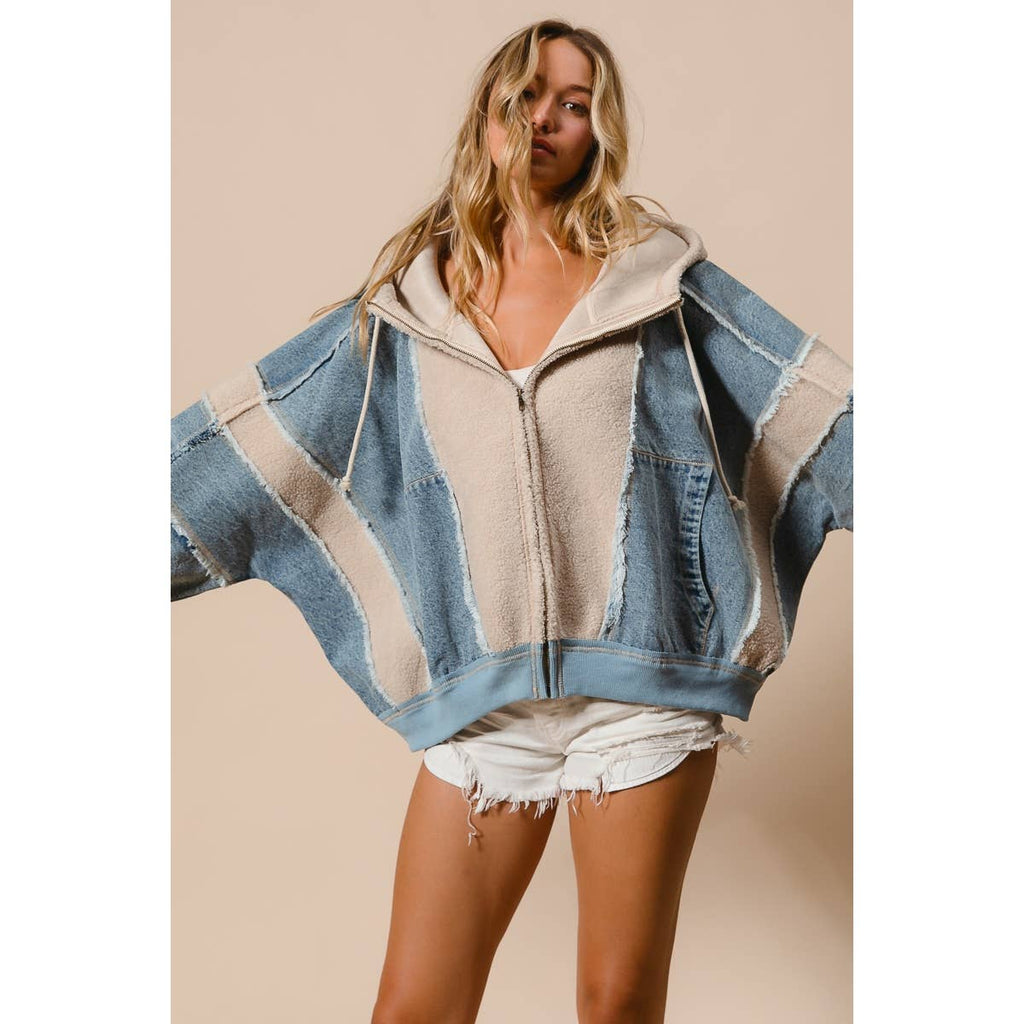 Denim | Fleece Zip Up Hoodie