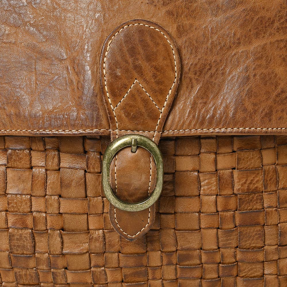 Woven Leather Backpack