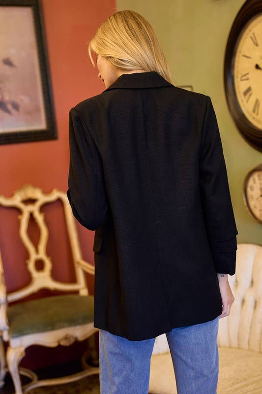 Gathered Sleeve Blazer