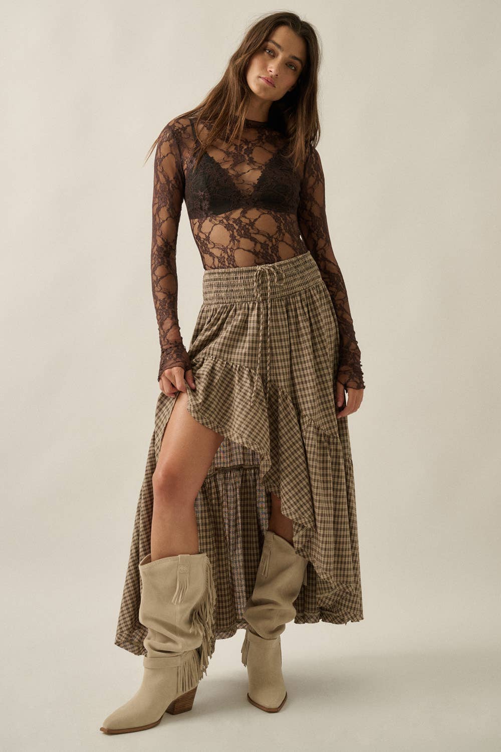 Plaid Ruffle Skirt