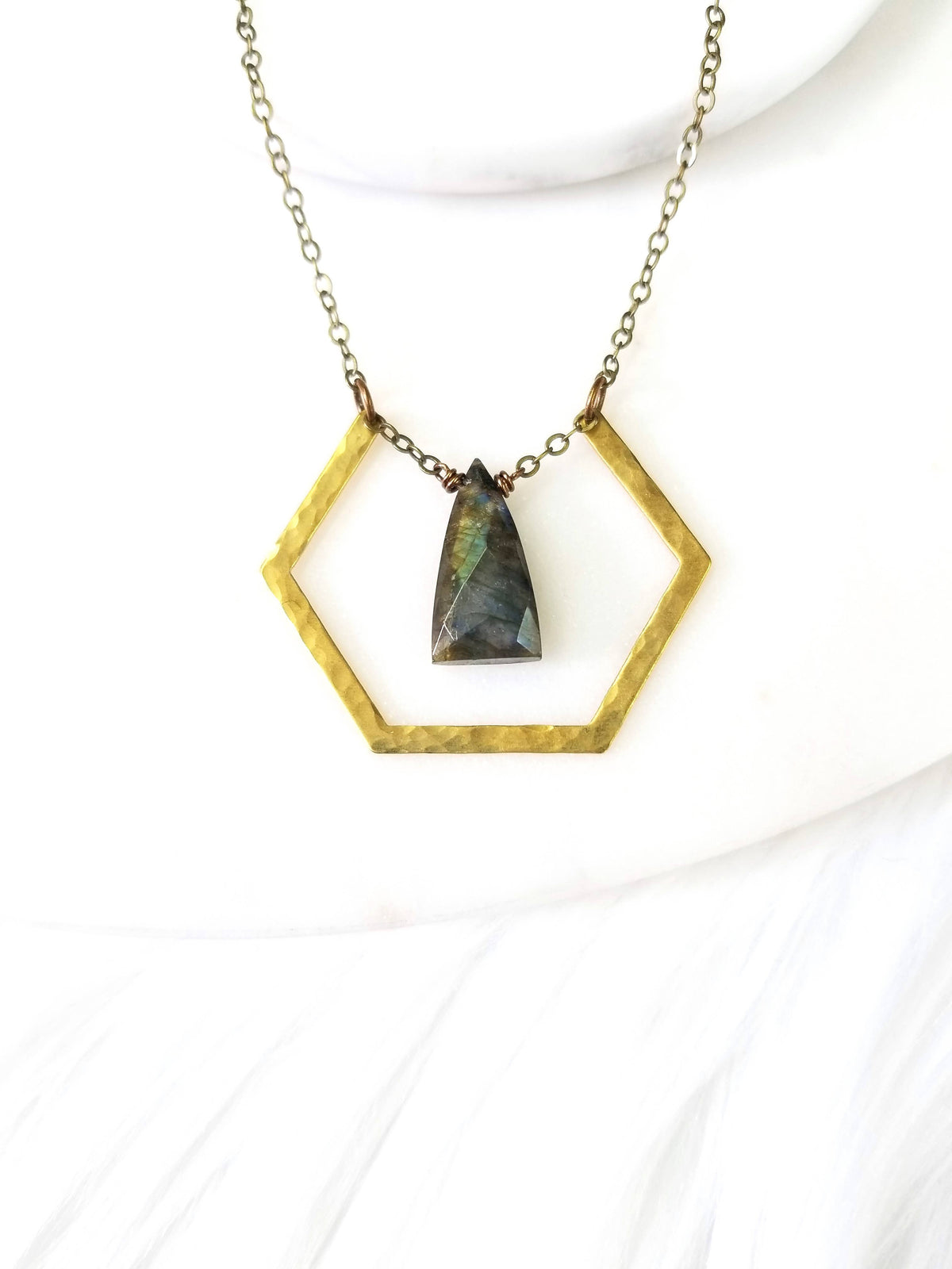 Labradorite Hexagon Necklace