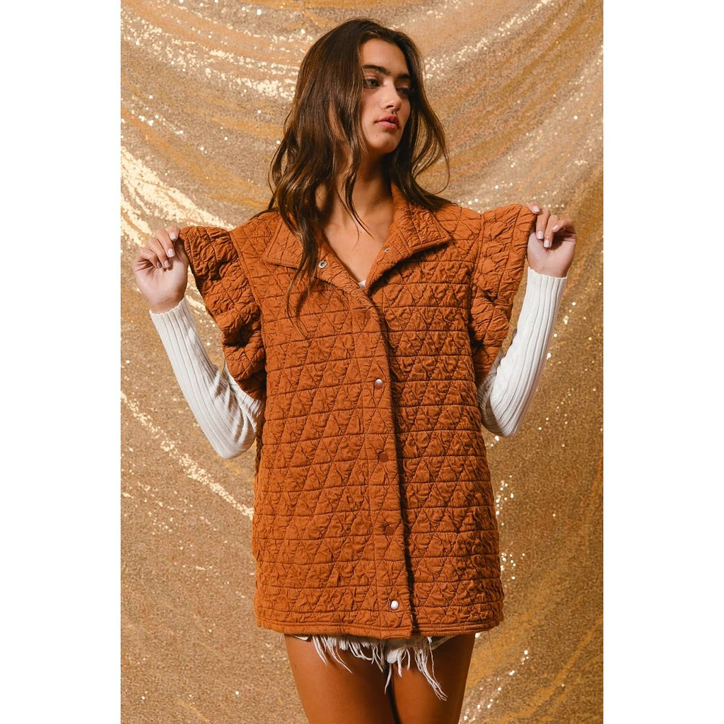 Quilted Ruffle Vest