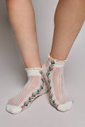Floral Embroidered Socks