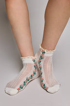 Floral Embroidered Socks