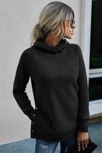 Turtle Neck Solid Loose Hoodie