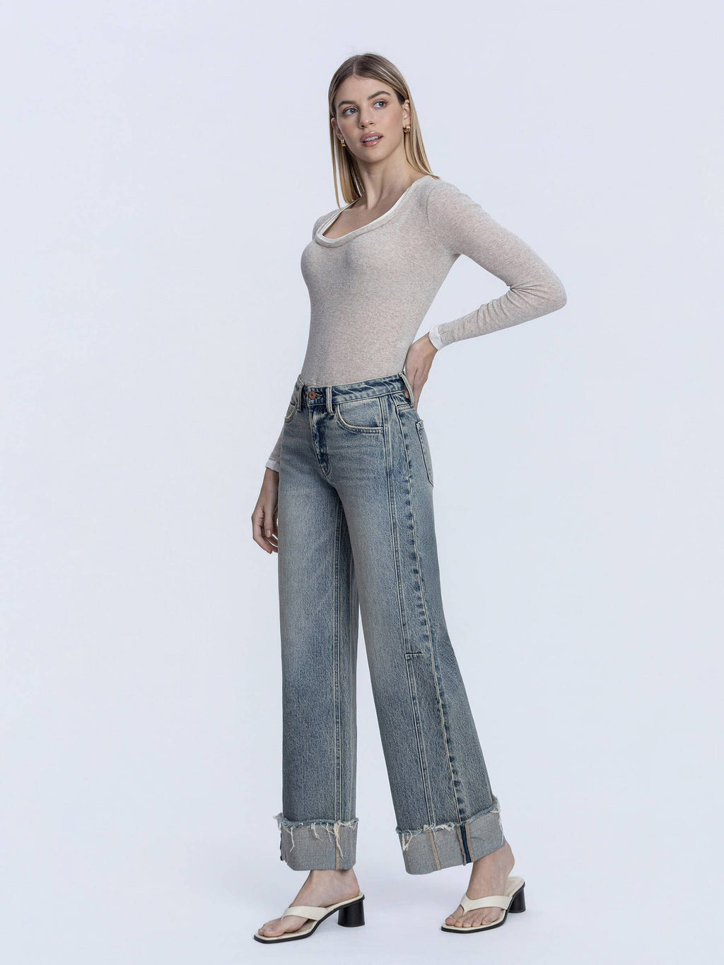 Vervet Wide Leg Cuff Jean