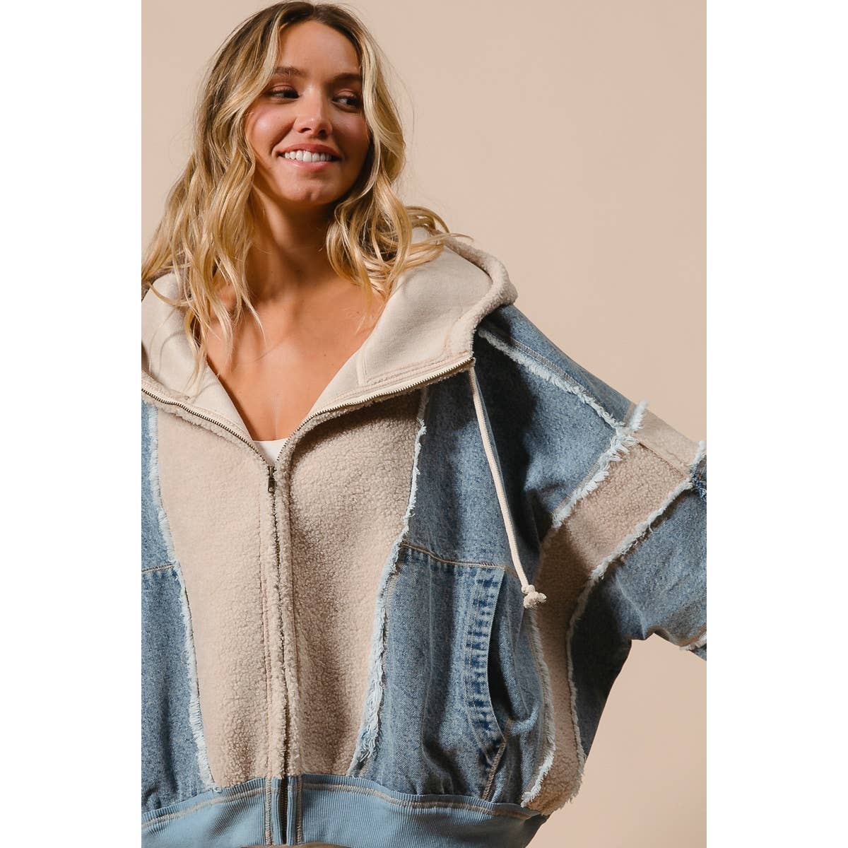 Denim | Fleece Zip Up Hoodie