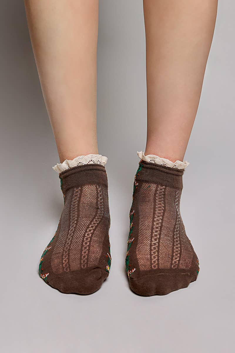 Floral Embroidered Socks