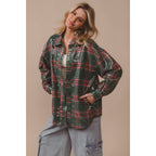 CLEAR SEQUIN PLAID CHRISTMAS SHIRT