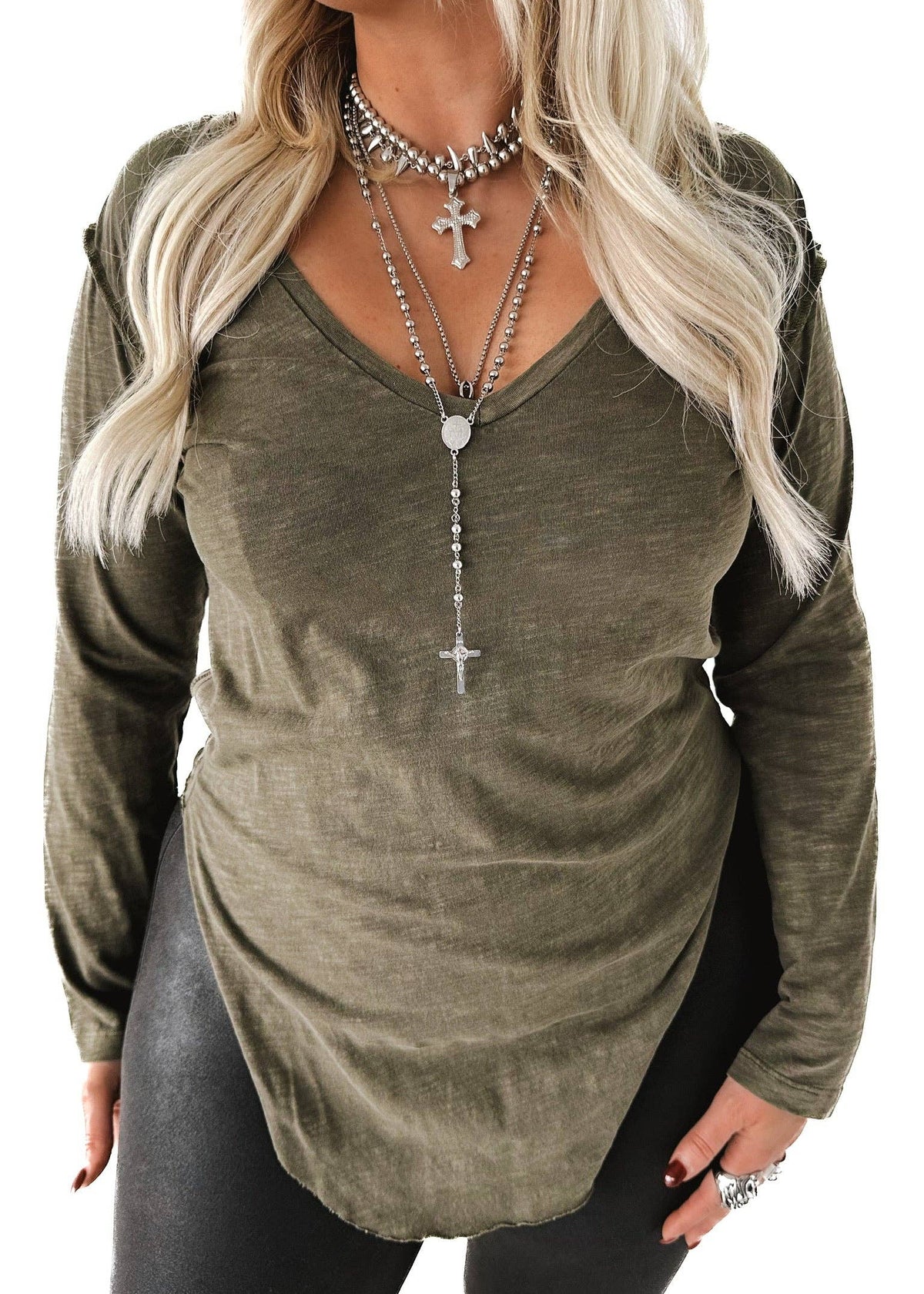 Mineral Washed V-Neck