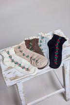 Floral Embroidered Socks