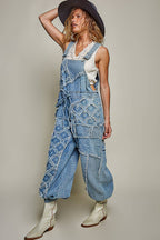 Patchwork Denim Overalls