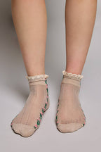 Floral Embroidered Socks