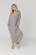 Long Sleeve Slit Maxi