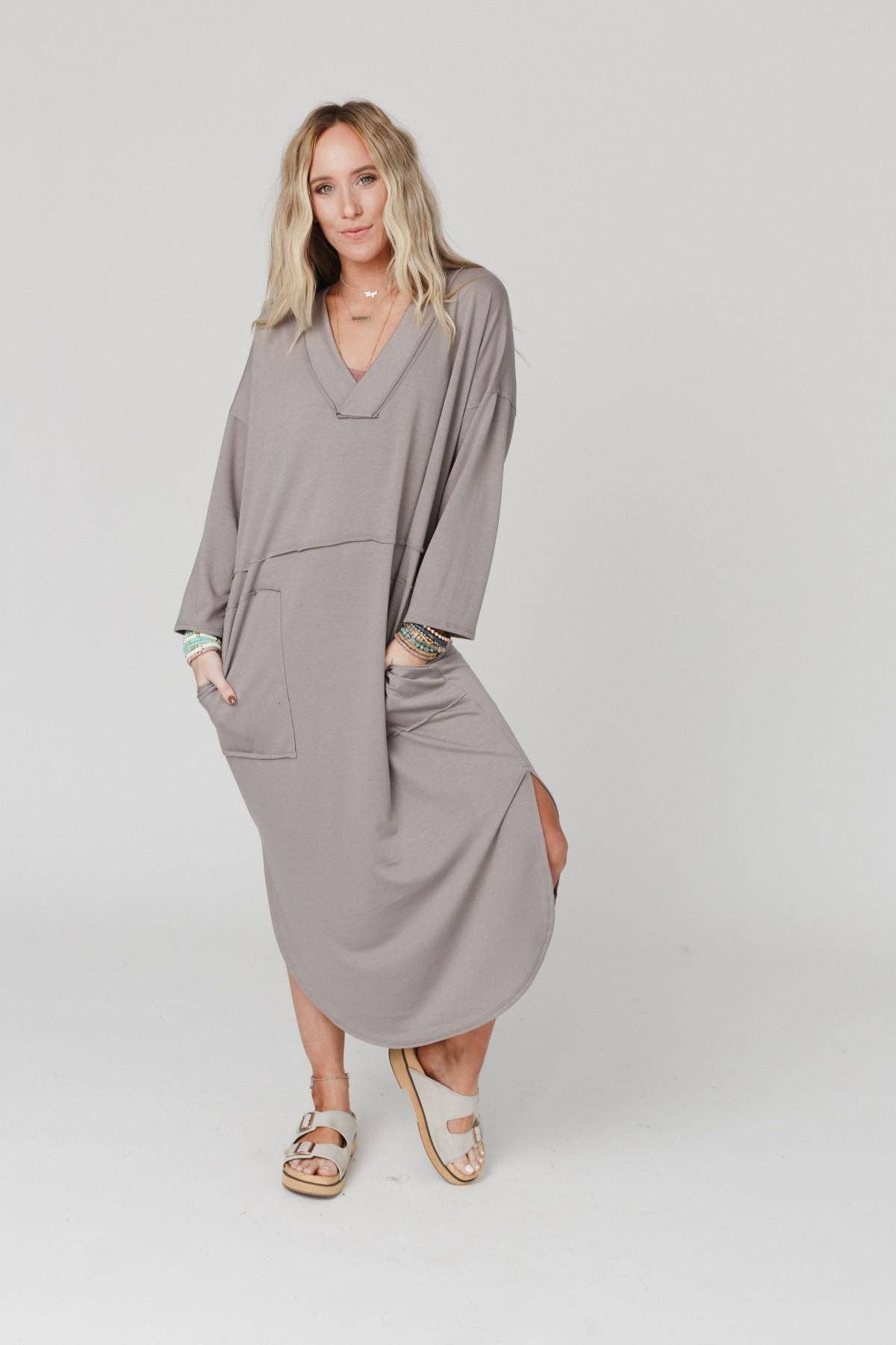 Long Sleeve Slit Maxi