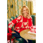 RUDOLPH PATTERNED CHRISTMAS KNIT TOP WITH OUT SEAM