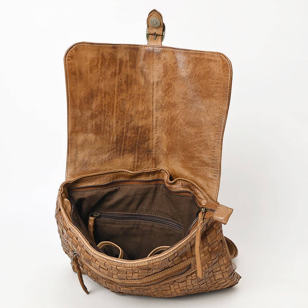 Woven Leather Backpack