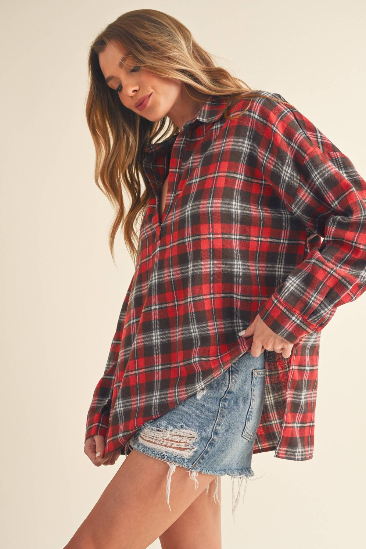 No Buttons Plaid