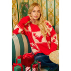 RUDOLPH PATTERNED CHRISTMAS KNIT TOP WITH OUT SEAM