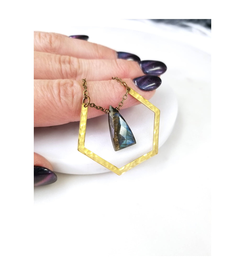 Labradorite Hexagon Necklace