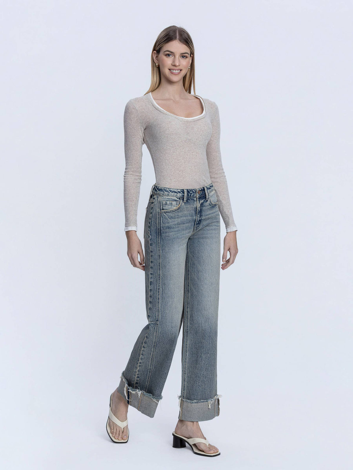 Vervet Wide Leg Cuff Jean