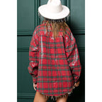 CLEAR SEQUIN PLAID CHRISTMAS SHIRT