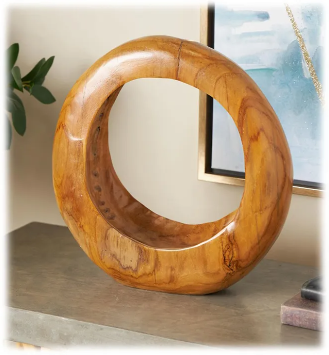 Teak Circle Sculpture