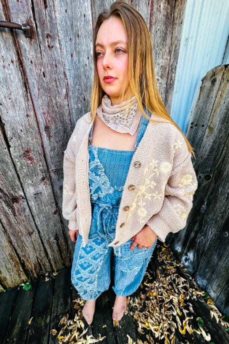 Floral Embroidered Cardigan