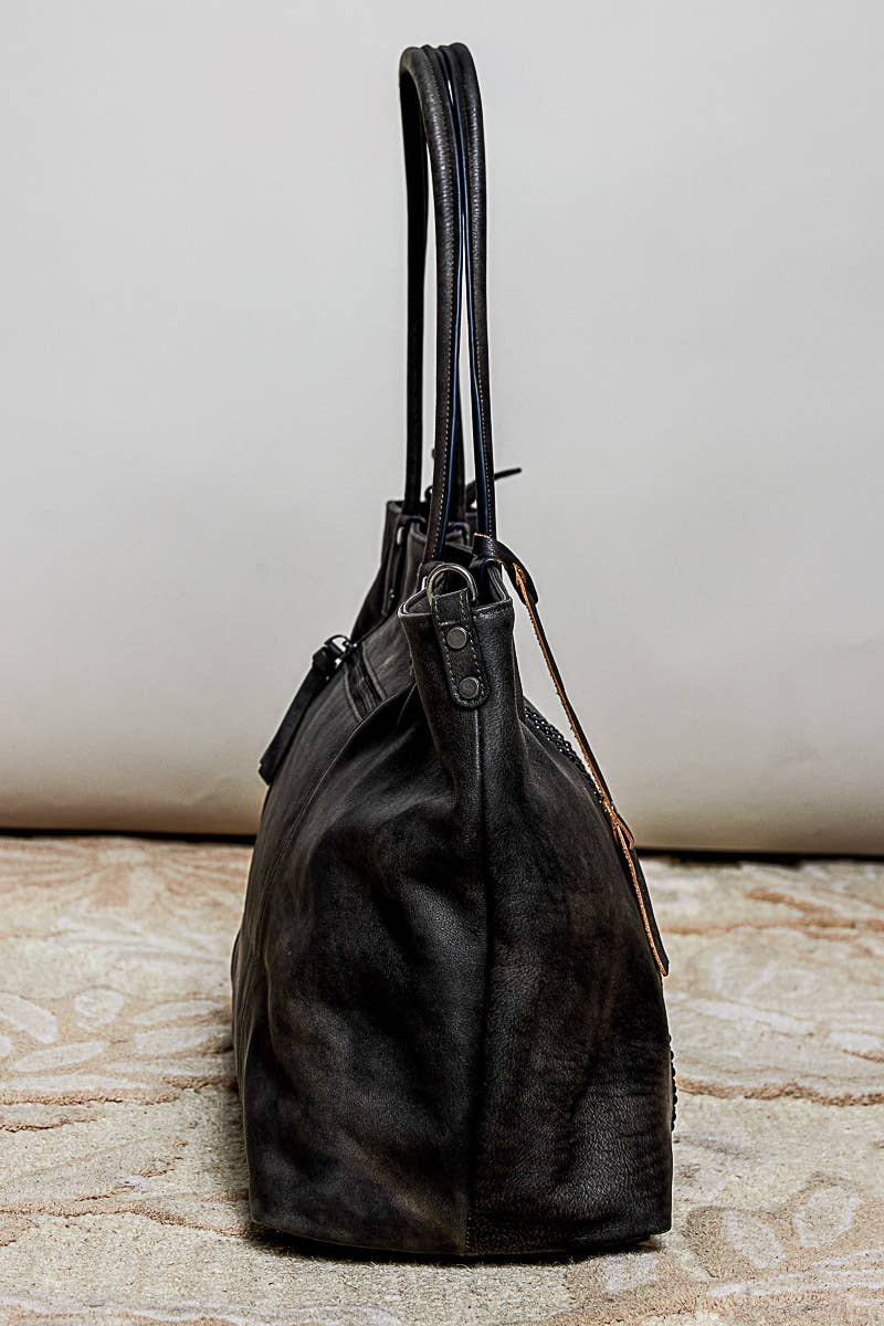 Studded Leather Tote