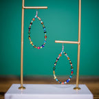 Rainbow Beaded Hoops Earring