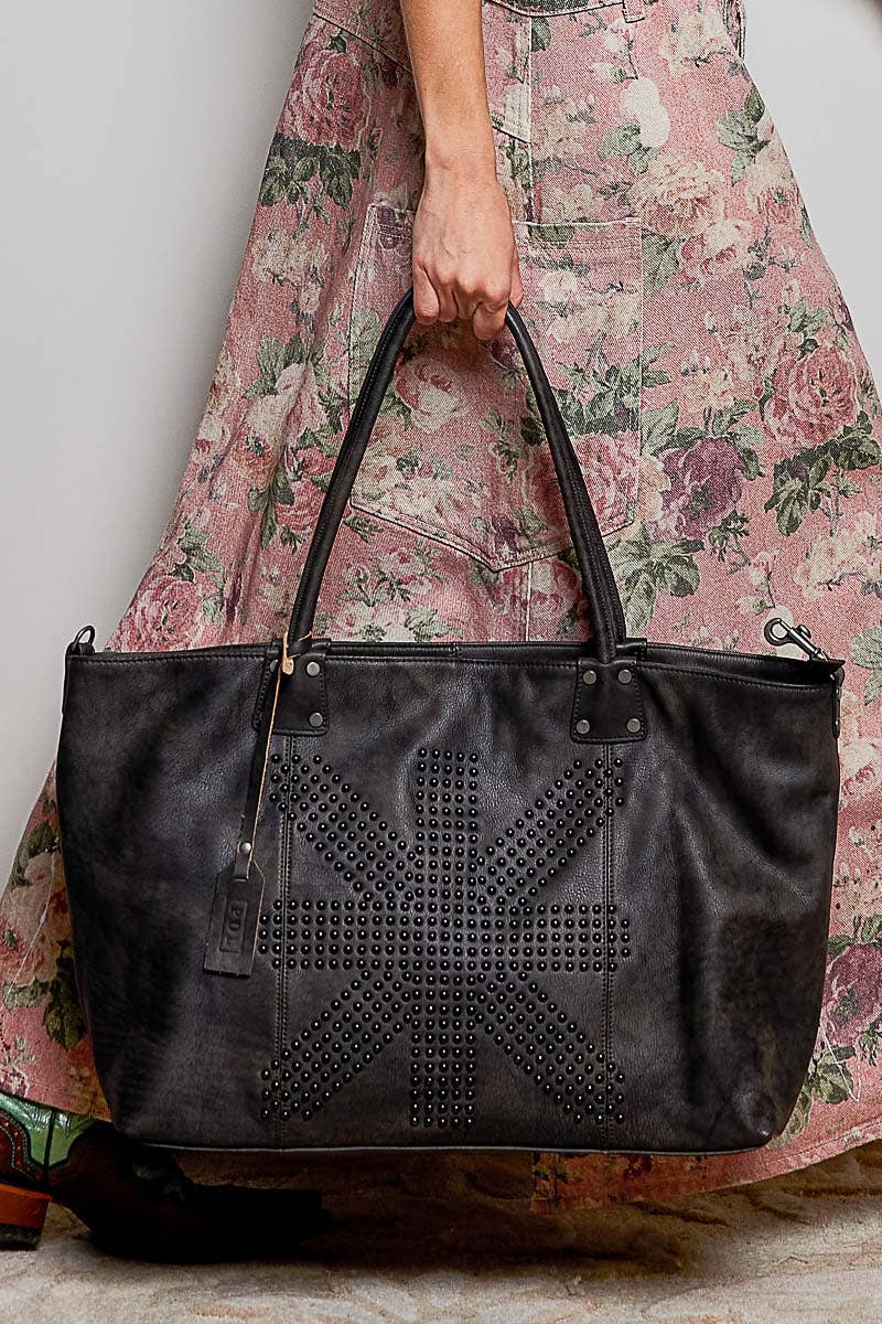 Studded Leather Tote