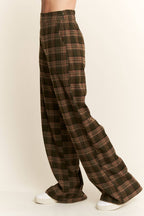 Plaid Wide Leg Pants