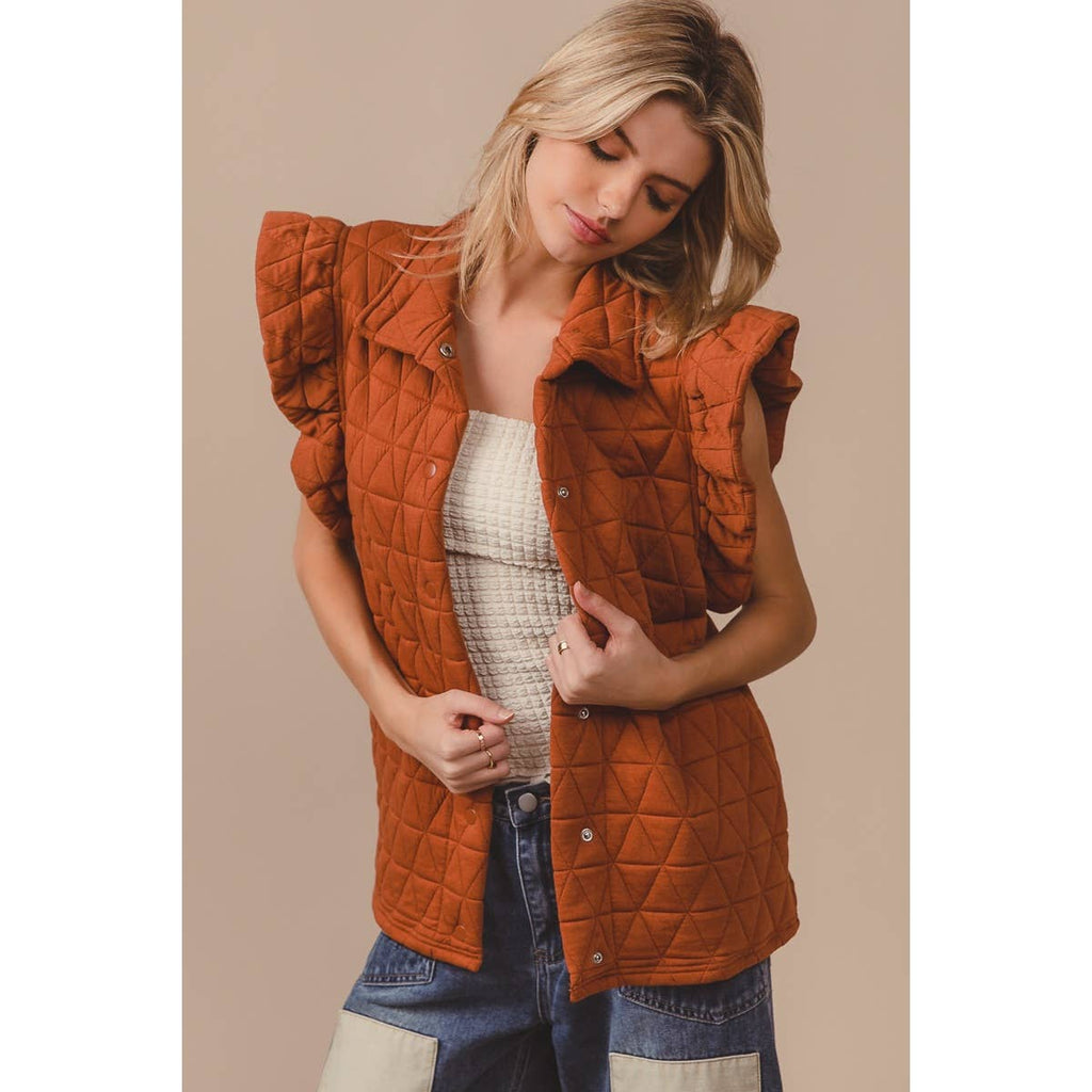 Quilted Ruffle Vest